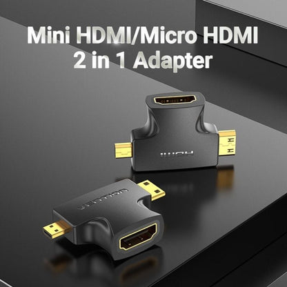 Adaptador HDMI 2 en 1 Vention AGFB0
HDMI Hembra - Micro HDMI Macho - Mini HDMI Macho