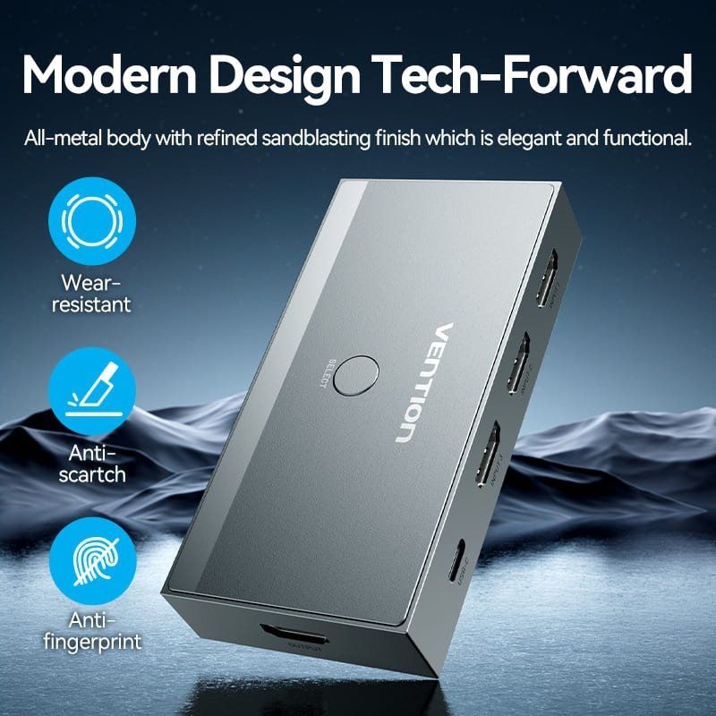 Switch Conmutador 8K HDMI 2.1 Vention AKRH0 HDMI Hembra
3x HDMI Hembra
1x USB Tipo-C DP