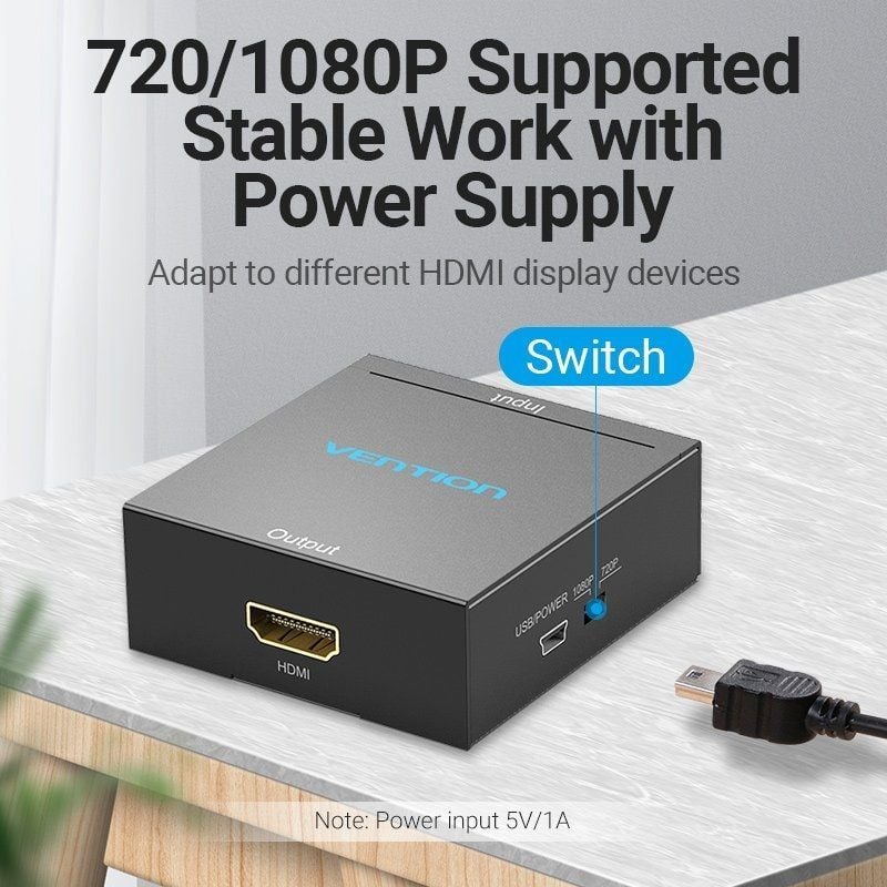 Convertidor RCA a HDMI Vention AEFB0
RCA Hembra - HDMI Hembra - MiniUSB Hembra