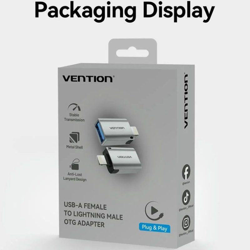 Adaptador OTG USB Vention CUCH0
USB Hembra - Lightning Macho
Azul