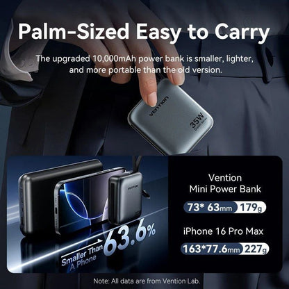 Powerbank 10000mAh Vention FHFN0
35W
Gris
Incluye Cable USB TIpo-C y Lightning