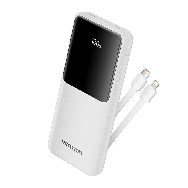 Powerbank 10000mAh Vention FHOW0
22.5W
Blanca
Incluye Cable USB TIpo-C y Lightning