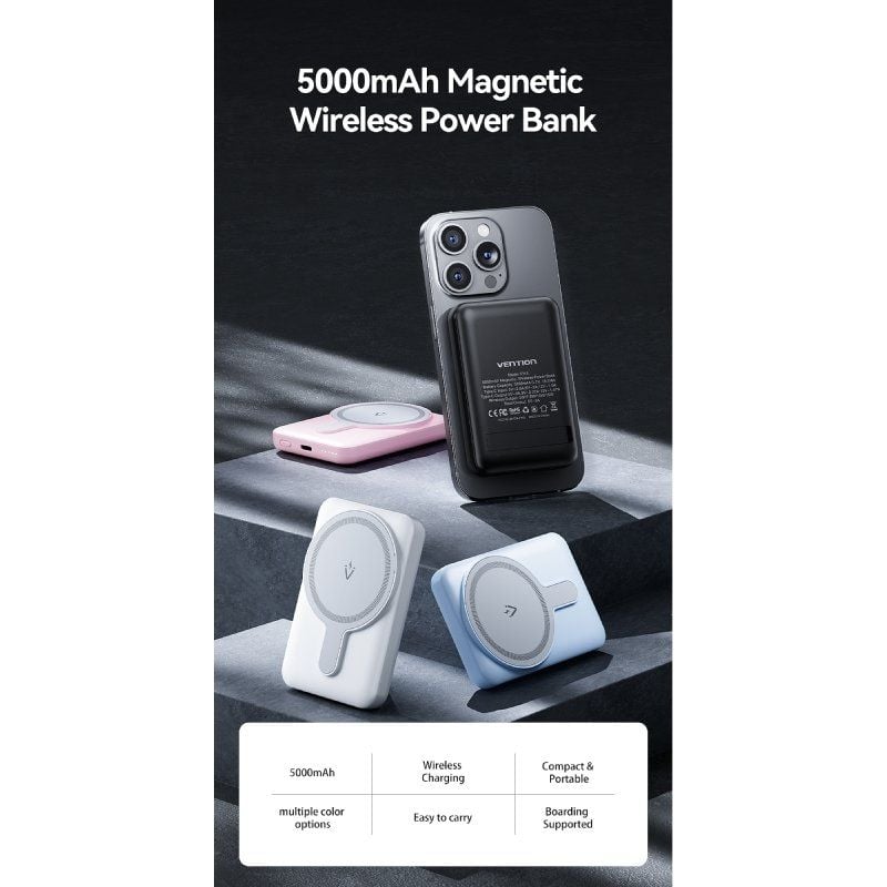 Powerbank 5000mAh Vention FHSP0
20W
Wireless
Rosa