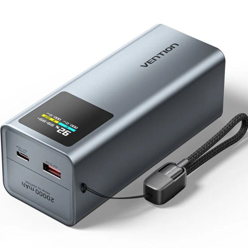 Powerbank 20000mAh Vention FKCH0
100W
Gris
Incluye Cable USB Tipo-C