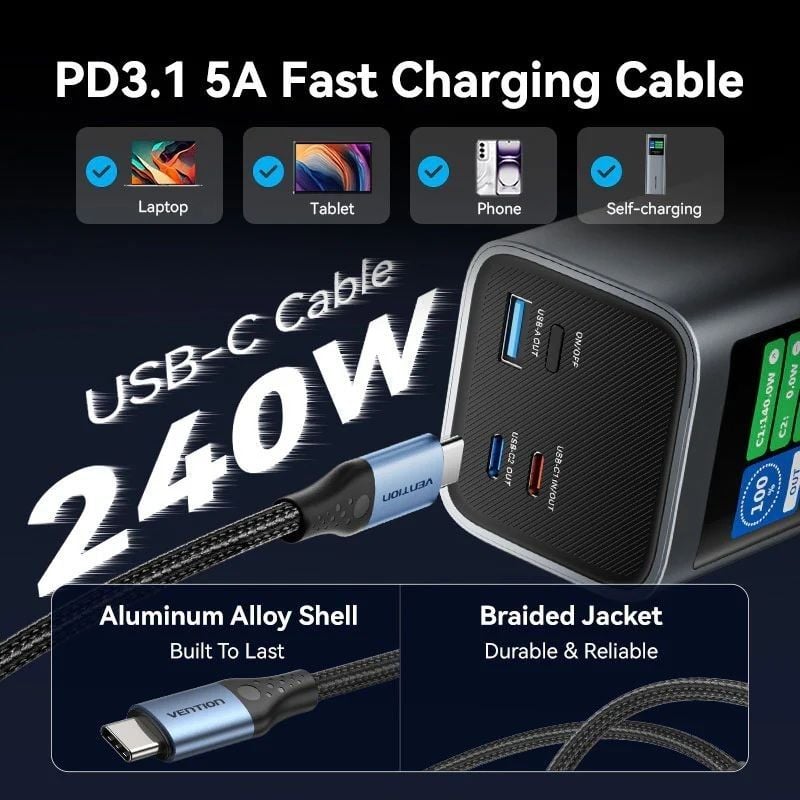 Powerbank 27000mAh Vention FKEH0
140W
Gris