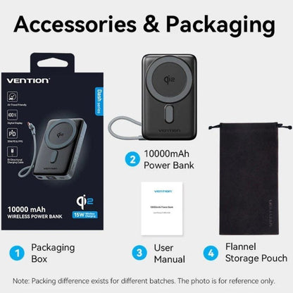 Powerbank 10000mAh Vention FKHH0
35W
Wireless
Gris
Incluye Cable USB Tipo-C