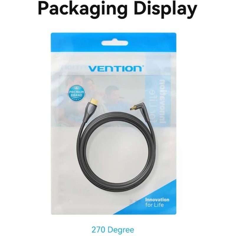 Cable HDMI 2.0 4K Acodado Vention ALRBG
HDMI Macho - HDMI Macho
1.5m
Negro