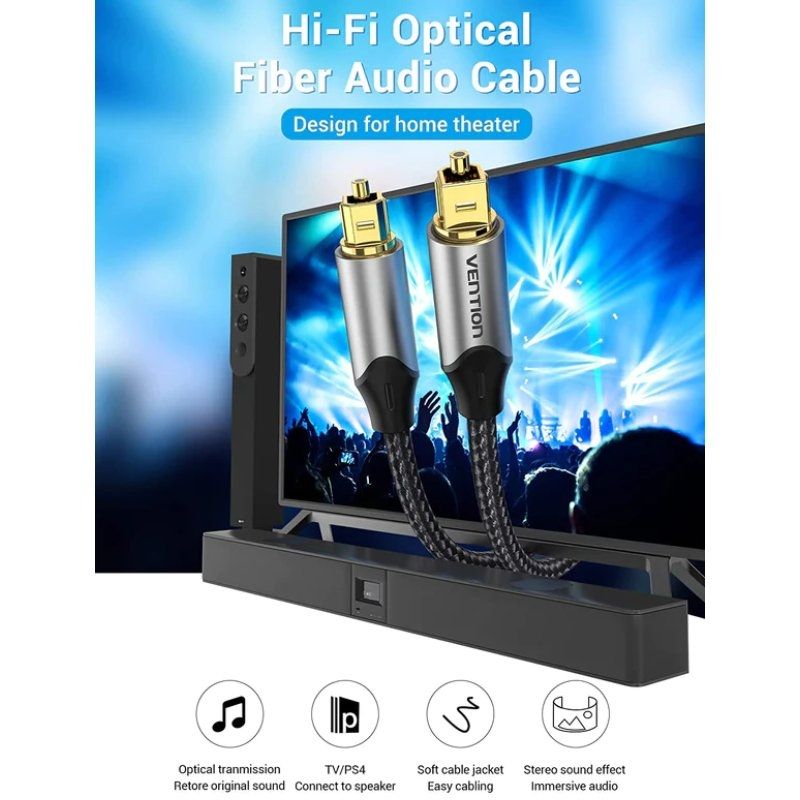 Cable de Audio de Fibra óptica Vention BAVHG
1.5m
Gris