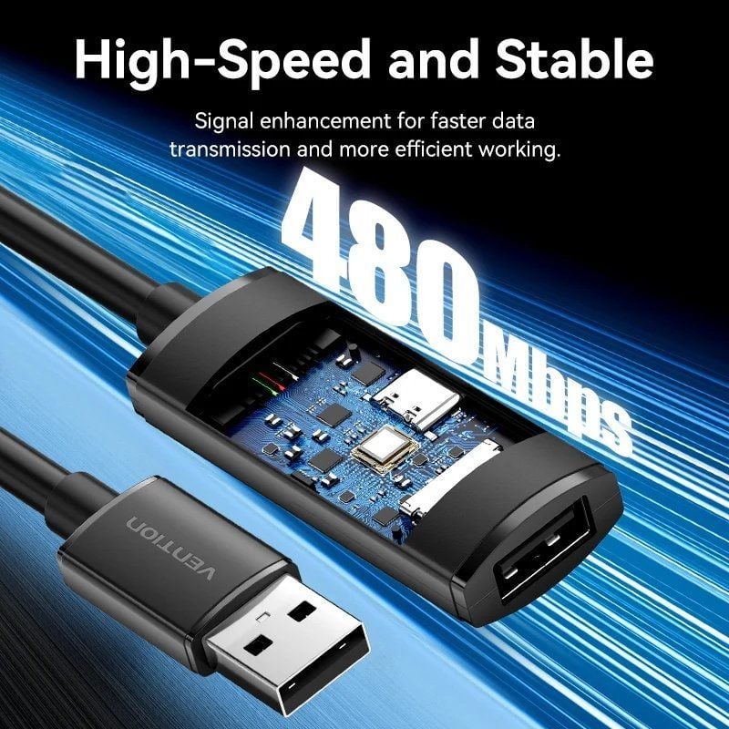 Cable Alargador USB 2.0 Vention CBKBJ
USB Macho - USB Hembra
480Mbps
5m
Negro