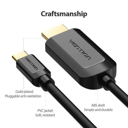 Cable Conversor HDMI 1.4 4K Vention CGUBF
USB Tipo-C Macho - HDMI Macho
1m
Negro