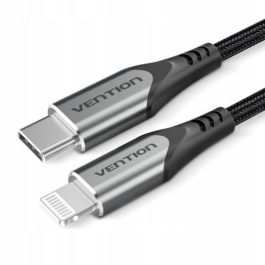 Cable USB 2.0 Tipo-C Lightning Vention TACHF
USB Tipo-C Macho - Lightning Macho
Hasta 27W
480Mbps
1m
Gris