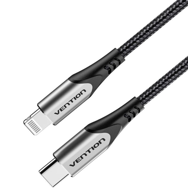 Cable USB 2.0 Tipo-C Lightning Vention TACHH
USB Tipo-C Macho - Lightning Macho
Hasta 27W
480Mbps
2m
Gris y Negro