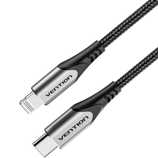 Cable USB 2.0 Tipo-C Lightning Vention TACHH
USB Tipo-C Macho - Lightning Macho
Hasta 27W
480Mbps
2m
Gris y Negro