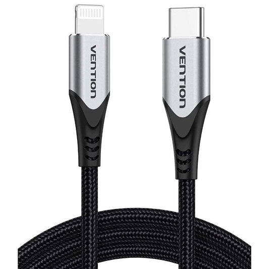Cable USB 2.0 Tipo-C Lightning Vention TACHH
USB Tipo-C Macho - Lightning Macho
Hasta 27W
480Mbps
2m
Gris y Negro