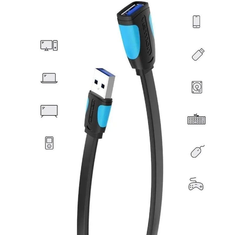 Cable Alargador USB 3.0 Vention VAS-A13-B200
USB Macho - USB Hembra
5Gbps
2m
Negro y Azul