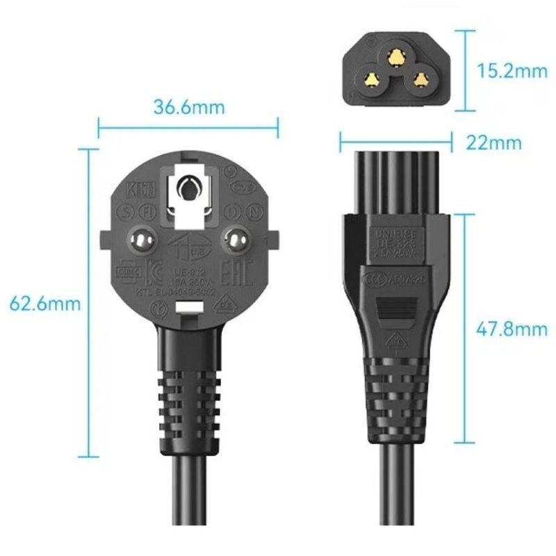 Cable de Alimentación Vention ZCKBAC
IEC C5 Hembra - CEE7 Macho
1.8m
Negro