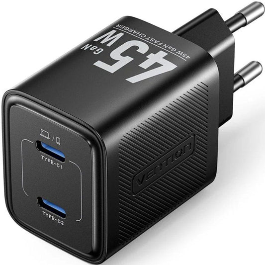 Cargador de Pared GaN Vention FEFB0-EU
2xUSB Tipo-C
45W