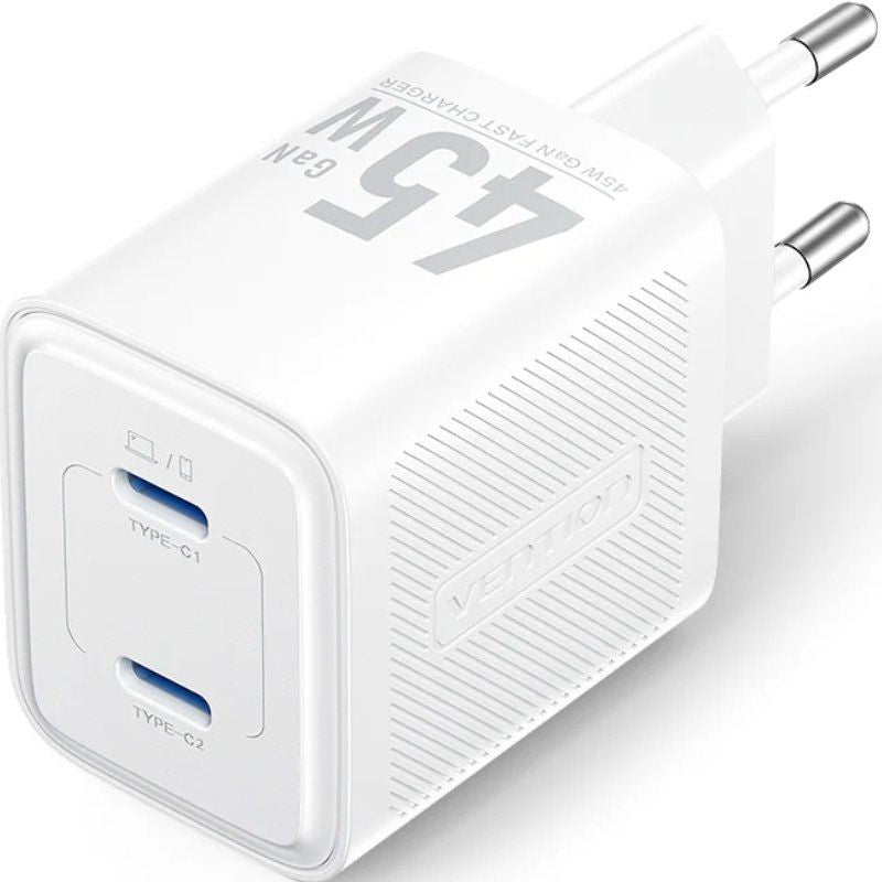 Cargador de Pared GaN Vention FEFW0-EU
2xUSB Tipo-C
45W