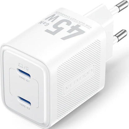 Cargador de Pared GaN Vention FEFW0-EU
2xUSB Tipo-C
45W