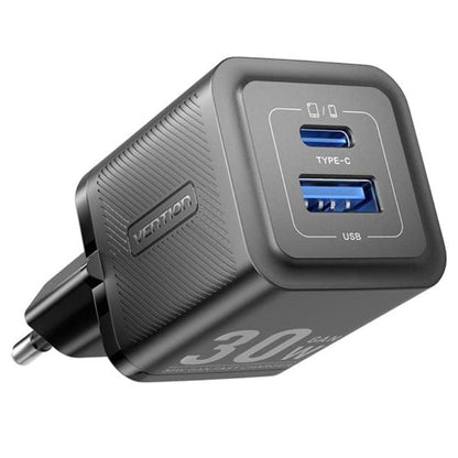 Cargador de Pared GaN Vention FEQB0-EU
1xUSB Tipo-C
1xUSB
30W
