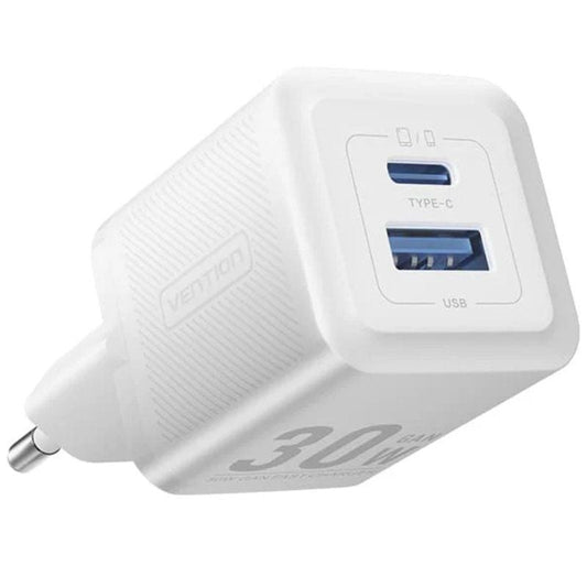 Cargador de Pared GaN Vention FEQW0-EU
1xUSB Tipo-C
1xUSB
30W