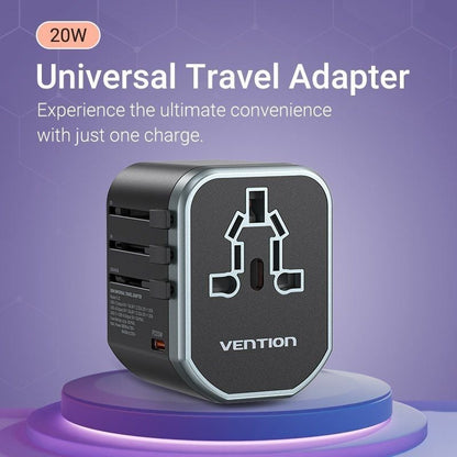 Cargador de Pared Universal para Viaje Vention FJCB0
Toma de Corriente Universal
1xUSB Tipo-C
2xUSB
20W