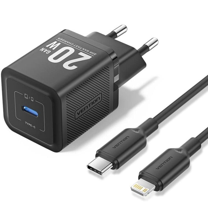 Cargador de Pared GaN Vention TZ-FEPB0-EU-02
1xUSB Tipo-C + Cable Lightning
20W