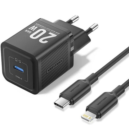 Cargador de Pared GaN Vention TZ-FEPB0-EU-02
1xUSB Tipo-C + Cable Lightning
20W