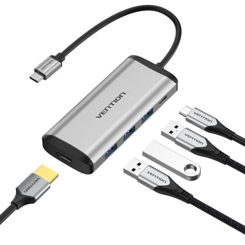 Docking USB Tipo-C Vention CNBHB
1xHDMI 4K
3xUSB
1xUSB Tipo-C PD
Gris