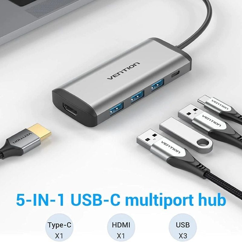 Docking USB Tipo-C Vention CNBHB
1xHDMI 4K
3xUSB
1xUSB Tipo-C PD
Gris