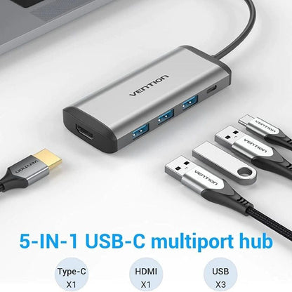 Docking USB Tipo-C Vention CNBHB
1xHDMI 4K
3xUSB
1xUSB Tipo-C PD
Gris