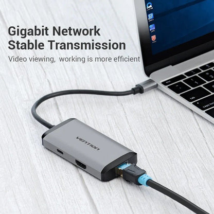 Docking USB Tipo-C Vention CNCHB
1xHDMI 4K
3xUSB
1xUSB Tipo-C PD
1xRJ45
Gris