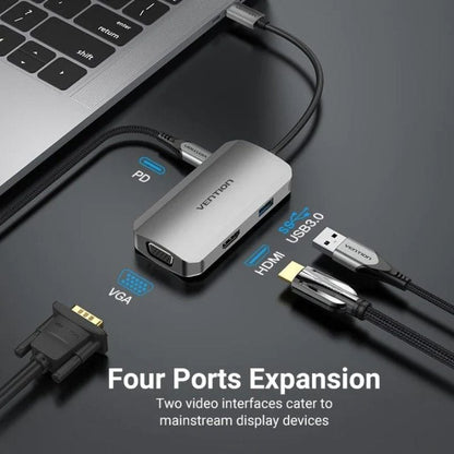 Docking USB Tipo-C Vention TOAHB
1xHDMI 4K
1xVGA
1xUSB
1xUSB Tipo-C PD
Gris