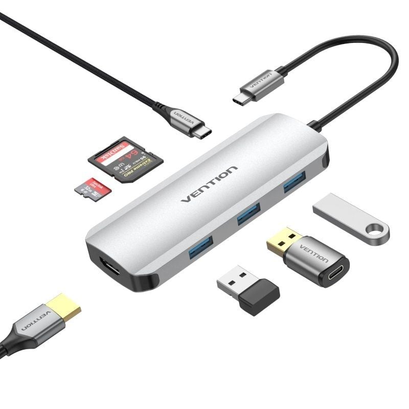 Docking USB Tipo-C Vention TOJHB
1xHDMI 4K
3xUSB
1xUSB Tipo-C
1xLector tarjetas
Gris