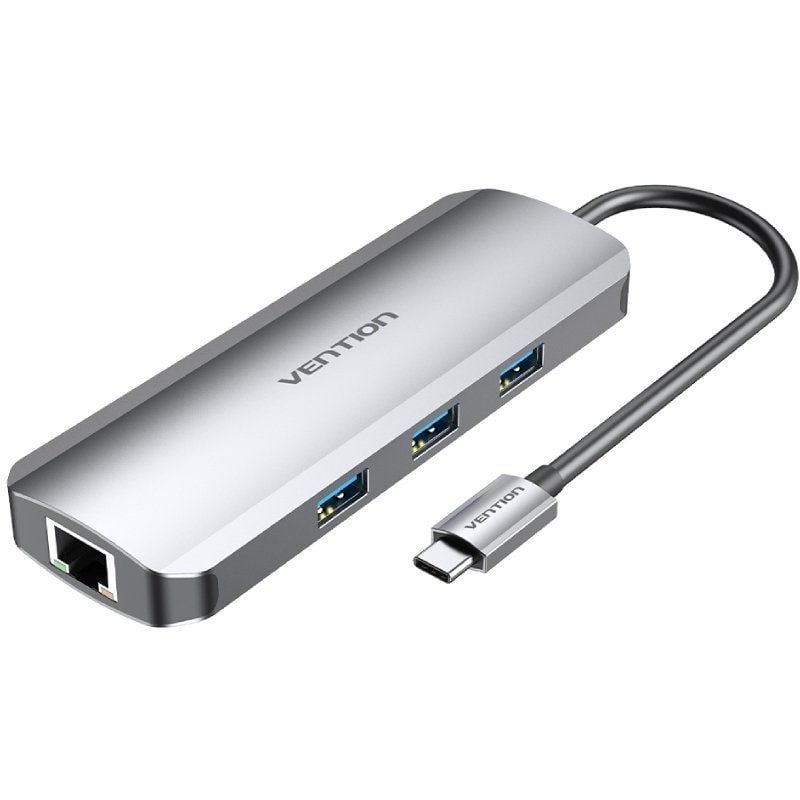 Docking USB Tipo-C Vention TOLHB
1xHDMI 4K
3xUSB
1xUSB Tipo-C PD
1xRJ45
1xLector Tarjetas SD
1x MicroSD
Jack 3.5
Gris