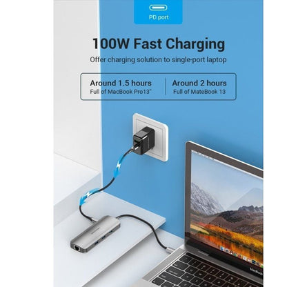 Docking USB Tipo-C Vention TOLHB
1xHDMI 4K
3xUSB
1xUSB Tipo-C PD
1xRJ45
1xLector Tarjetas SD
1x MicroSD
Jack 3.5
Gris