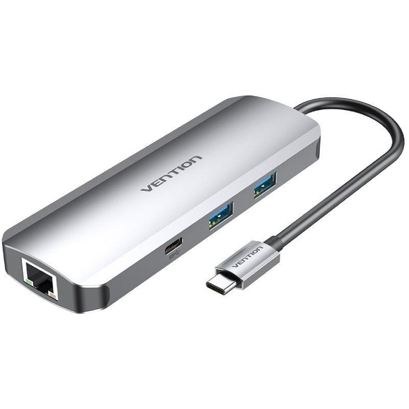 Docking USB Tipo-C Vention TOMHB
1xHDMI 4K
2xUSB
1xUSB Tipo-C
1xUSB Tipo-C PD
1xRJ45
1xLector Tarjetas SD y MicroSD
Jack 3.5
Gris