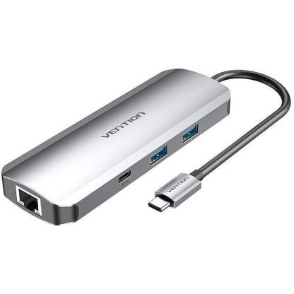 Docking USB Tipo-C Vention TOMHB
1xHDMI 4K
2xUSB
1xUSB Tipo-C
1xUSB Tipo-C PD
1xRJ45
1xLector Tarjetas SD y MicroSD
Jack 3.5
Gris
