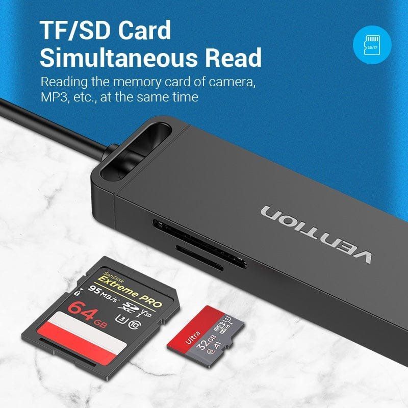 Docking USB 3.0 Vention CHVBB
3xUSB
1xMicroUSB PD
1xLector Tarjetas
Negro