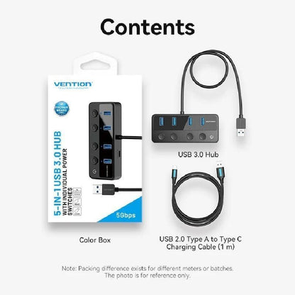 Hub USB 3.0 Vention CHWBF
4xUSB
1xUSB Tipo-C PD
Incluye cable Carga USB Macho - USB Tipo-C Macho
