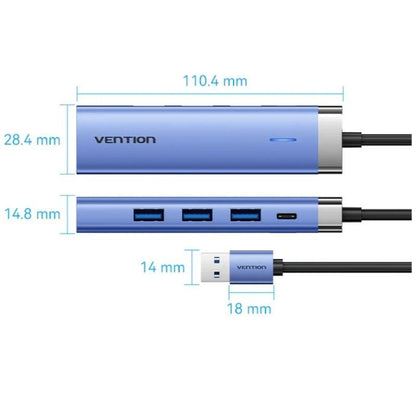 Hub USB 3.0 Vention TGFSB
3xUSB
1xRJ45
1xUSB Tipo-C PD