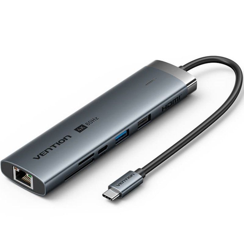 Docking USB Tipo-C Vention TGUHB
RJ45
2xUSB
1xUSB Tipo-C
1xHDMI
1xUSB Tipo-C PD
1xLector de Tarjetas
Gris