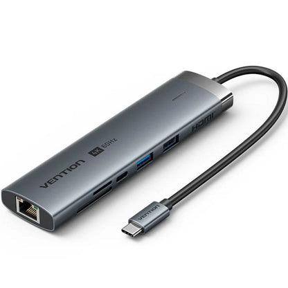 Hub USB Tipo-C 3.2 Vention TGVHB
2xUSB
1xUSB Tipo-C PD
1xUSB Tipo-C
1xRJ45
1xLector de Tarjetas
1xJack 3.5mm
1xHDMI
15cm