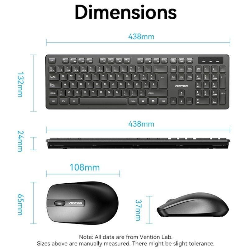 Teclado y Ratón Inalámbricos Vention Combo KTDB0-ES