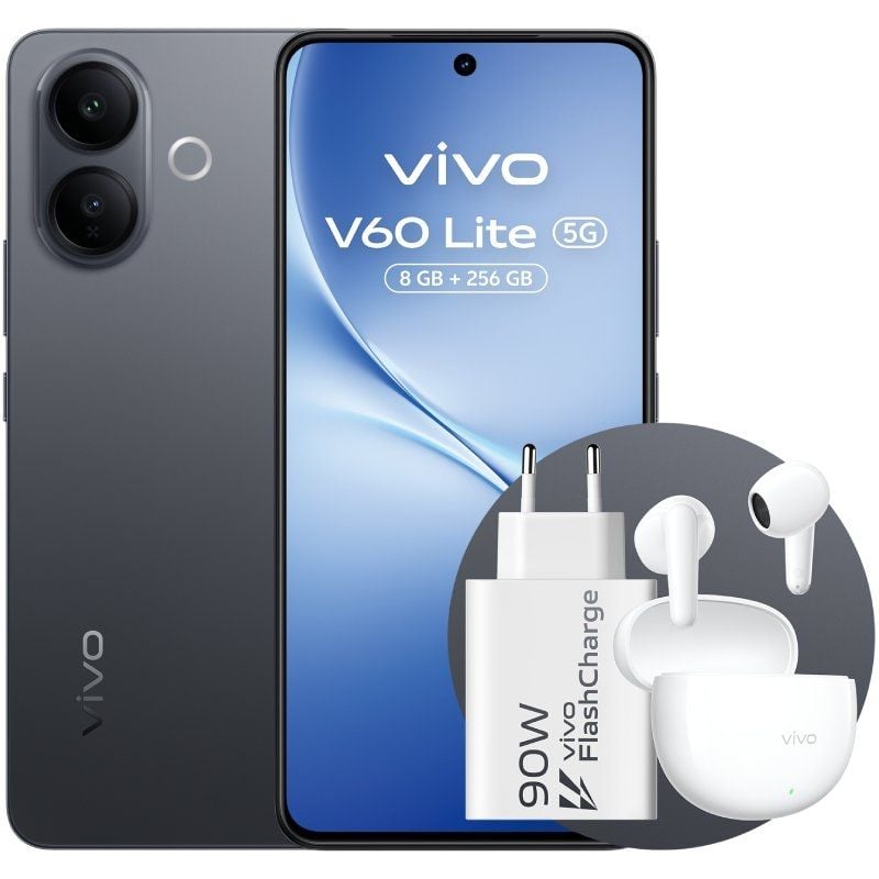 Smartphone Vivo V60 Lite 8GB
256GB
6.77"
5G
Negro
Incluye Cargador 90W y Buds