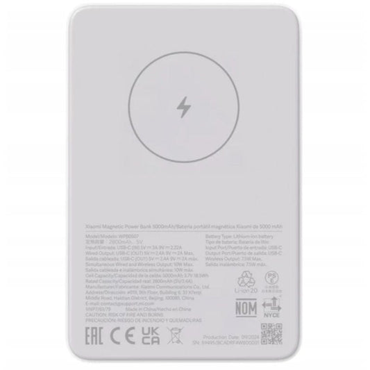 Powerbank 5000mAh Xiaomi Magnetic Power Bank 5000
18.5W
Blanca