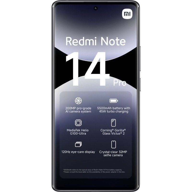 Smartphone Xiaomi Redmi Note 14 Pro 8GB
256GB
6.67"
Negro Medianoche