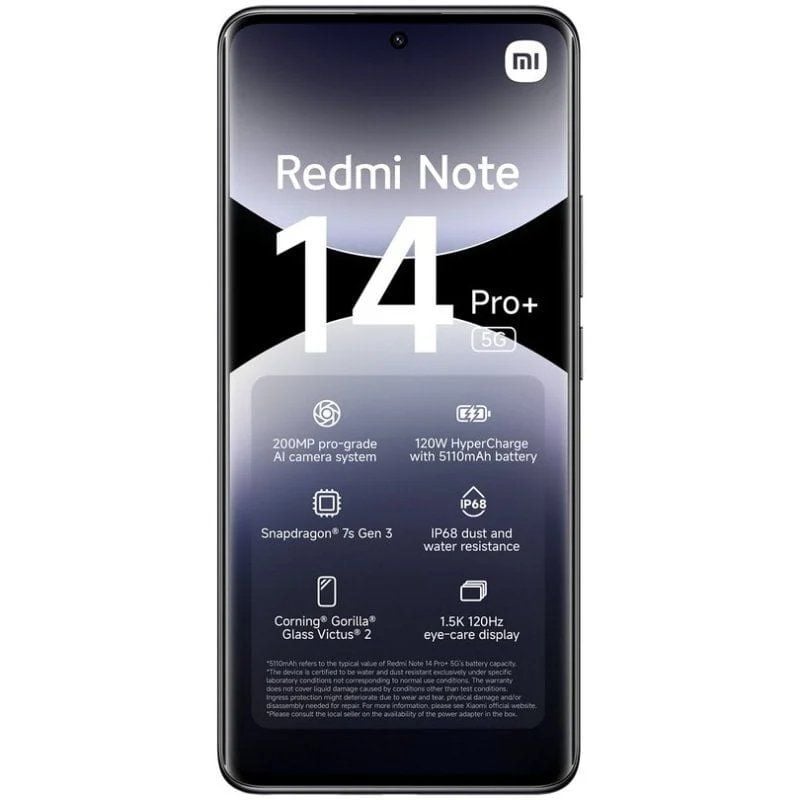 Smartphone Xiaomi Redmi Note 14 Pro+ 8GB
256GB
6.67"
5G
Negro